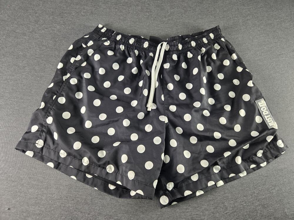Nike Shorts Mens 2XL Black Polka Dot Swim Trunks Lined Drawstring Just Do It